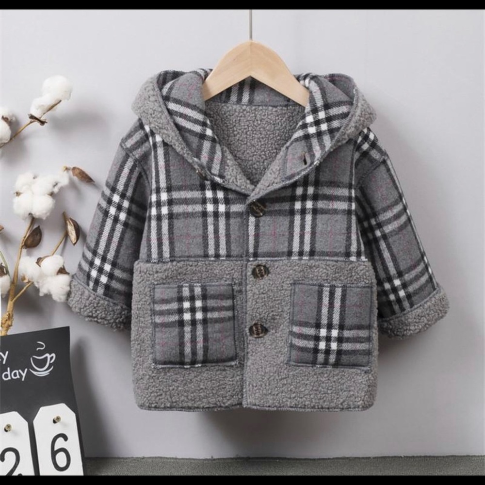 Extra thick plaid trench coat